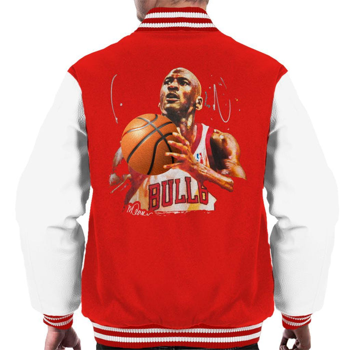 Sidney Maurer Original Portrait Of Michael Jordan Bulls White Jersey Mens Varsity Jacket - Mens Varsity Jacket