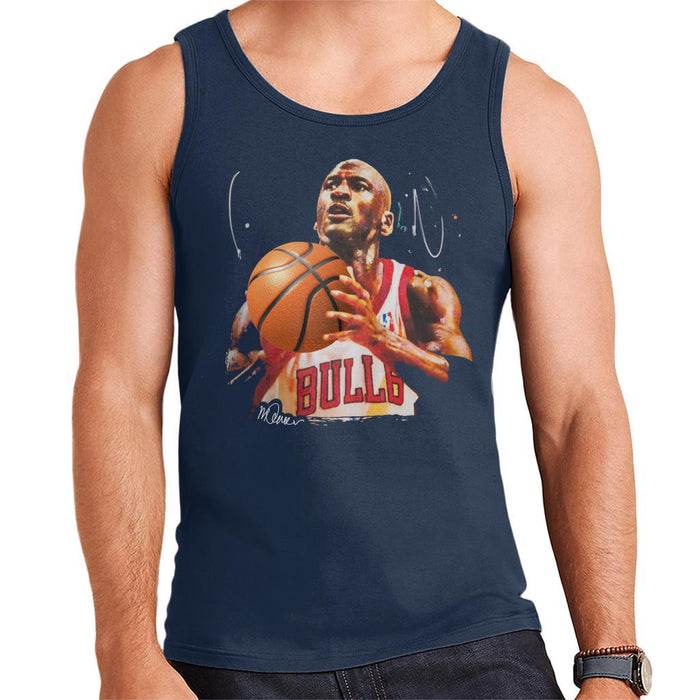 Sidney Maurer Original Portrait Of Michael Jordan Bulls White Jersey Mens Vest - Mens Vest