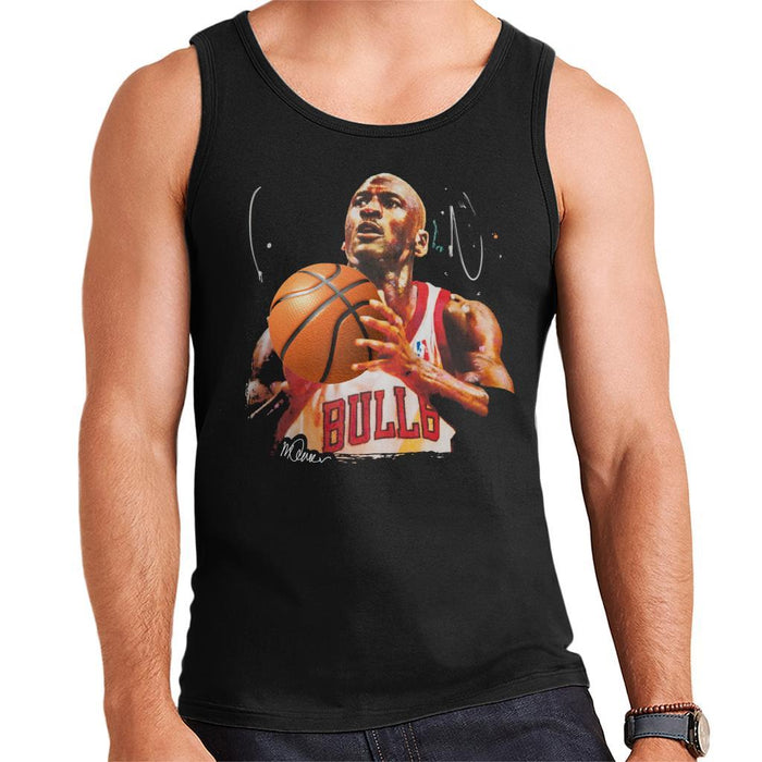 Sidney Maurer Original Portrait Of Michael Jordan Bulls White Jersey Mens Vest - Mens Vest