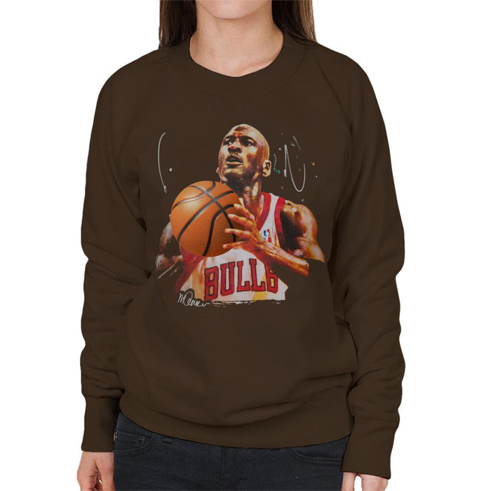 Sidney Maurer Original Portrait Of Michael Jordan Bulls White Jersey Womens Sweatshirt - Womens Sweatshirt