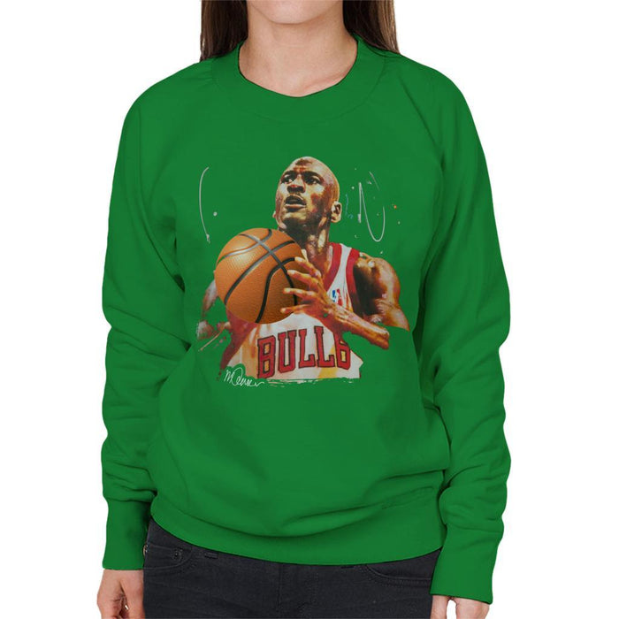 Sidney Maurer Original Portrait Of Michael Jordan Bulls White Jersey Womens Sweatshirt - Womens Sweatshirt