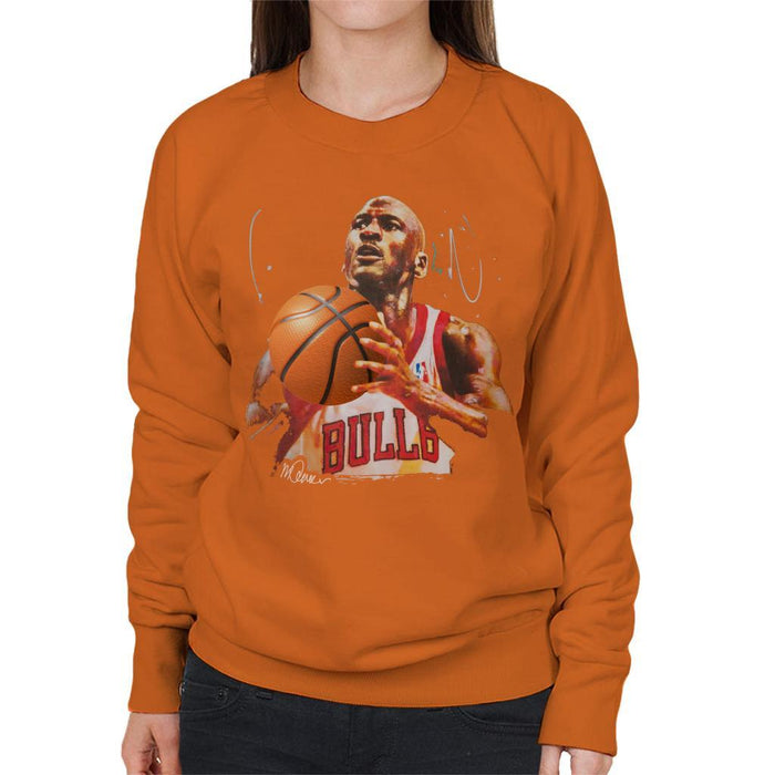 Sidney Maurer Original Portrait Of Michael Jordan Bulls White Jersey Womens Sweatshirt - Womens Sweatshirt