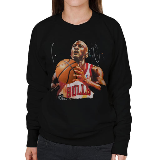 Sidney Maurer Original Portrait Of Michael Jordan Bulls White Jersey Womens Sweatshirt - Womens Sweatshirt