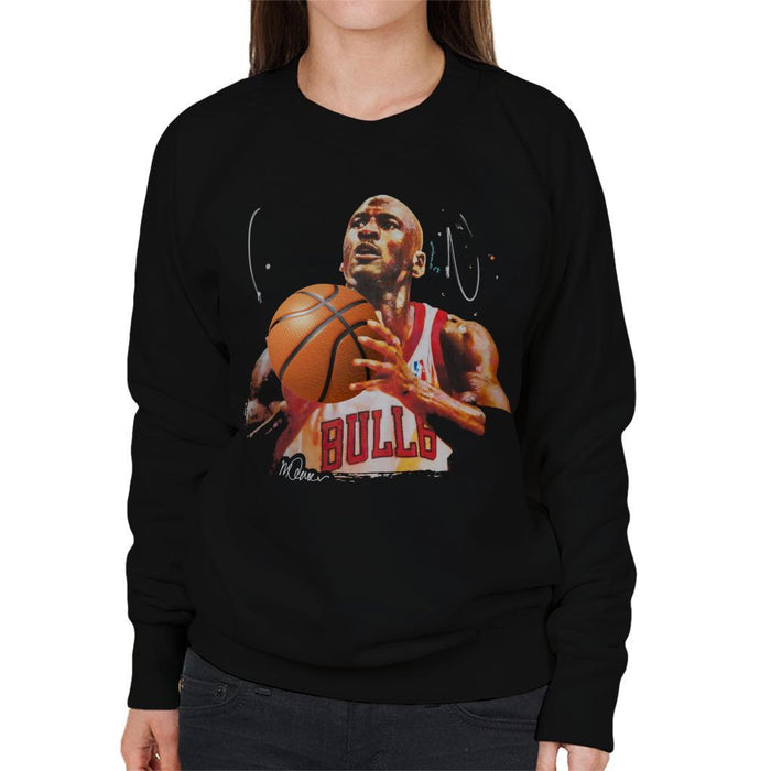 Sidney Maurer Original Portrait Of Michael Jordan Bulls White Jersey Womens Sweatshirt - Womens Sweatshirt