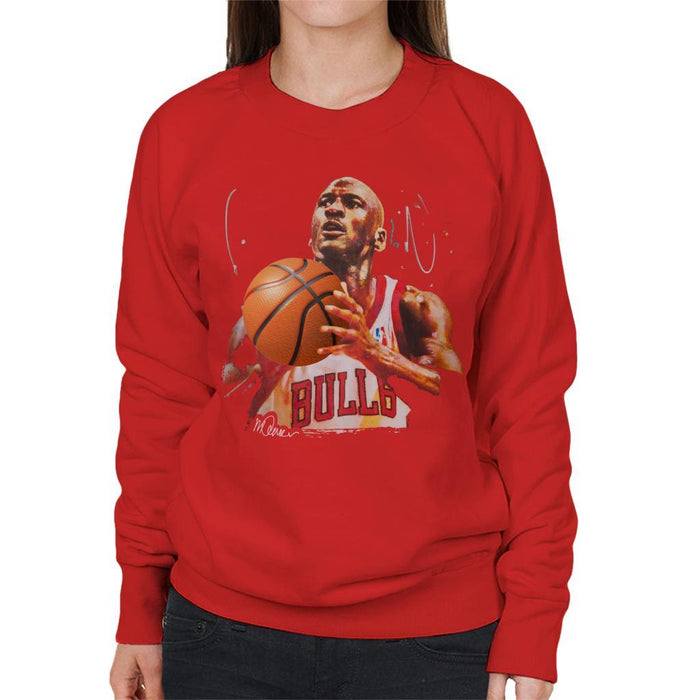 Sidney Maurer Original Portrait Of Michael Jordan Bulls White Jersey Womens Sweatshirt - Womens Sweatshirt