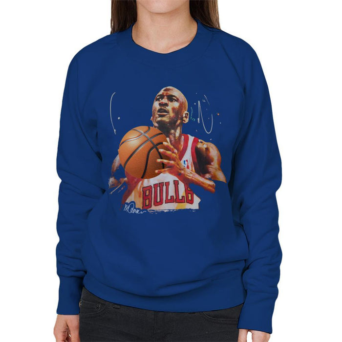 Sidney Maurer Original Portrait Of Michael Jordan Bulls White Jersey Womens Sweatshirt - Womens Sweatshirt