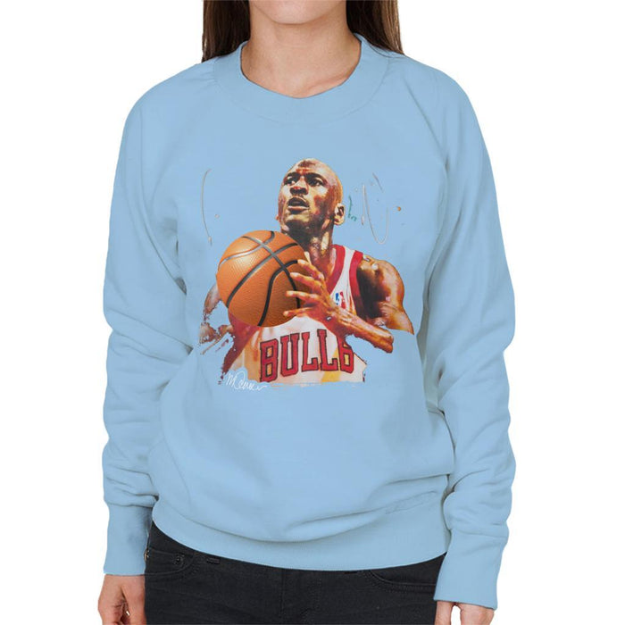 Sidney Maurer Original Portrait Of Michael Jordan Bulls White Jersey Womens Sweatshirt - Womens Sweatshirt