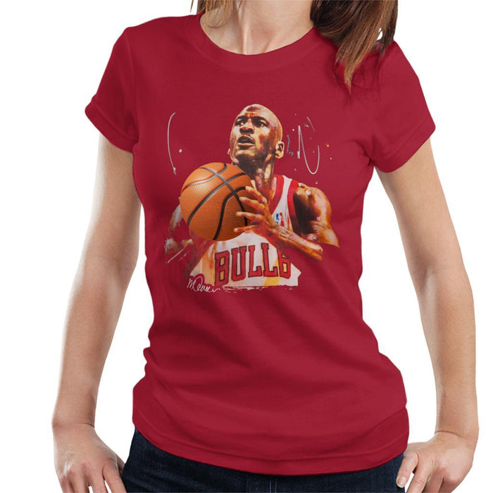 Sidney Maurer Original Portrait Of Michael Jordan Bulls White Jersey Womens T-Shirt - Womens T-Shirt