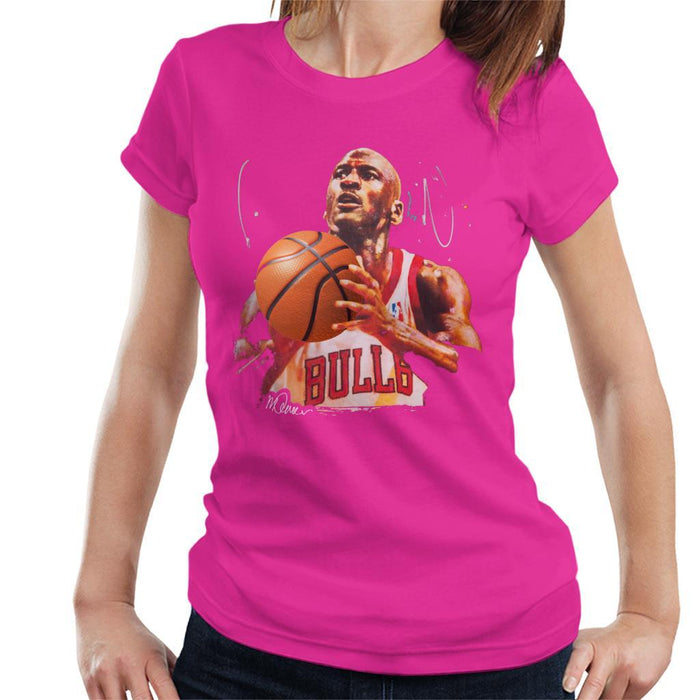 Sidney Maurer Original Portrait Of Michael Jordan Bulls White Jersey Womens T-Shirt - Womens T-Shirt