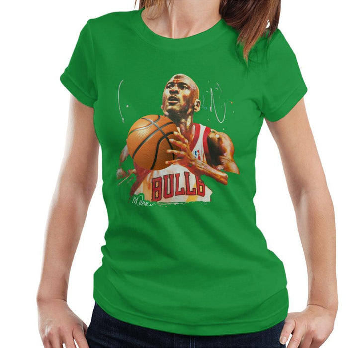Sidney Maurer Original Portrait Of Michael Jordan Bulls White Jersey Womens T-Shirt - Womens T-Shirt