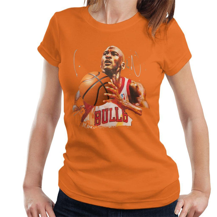 Sidney Maurer Original Portrait Of Michael Jordan Bulls White Jersey Womens T-Shirt - Womens T-Shirt