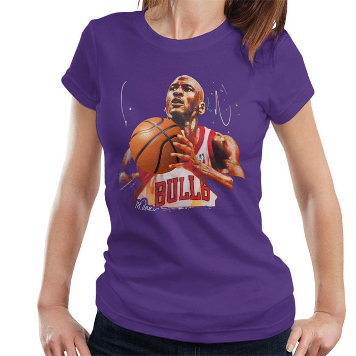 Sidney Maurer Original Portrait Of Michael Jordan Bulls White Jersey Womens T-Shirt - Womens T-Shirt