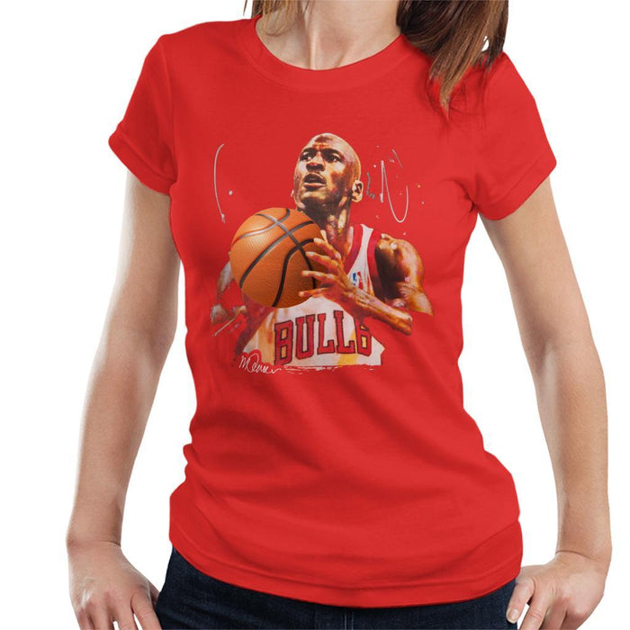 Sidney Maurer Original Portrait Of Michael Jordan Bulls White Jersey Womens T-Shirt - Womens T-Shirt