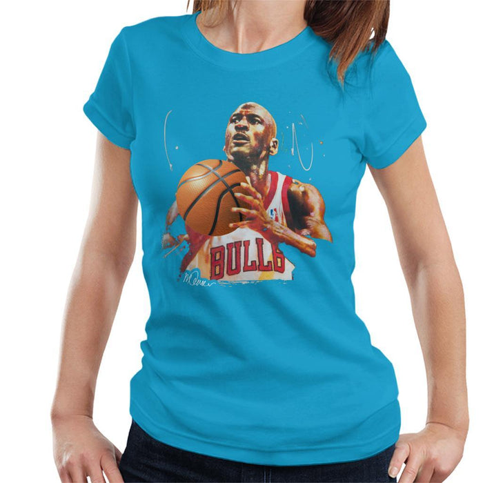 Sidney Maurer Original Portrait Of Michael Jordan Bulls White Jersey Womens T-Shirt - Womens T-Shirt