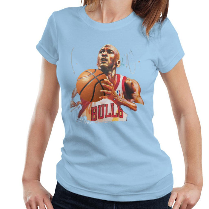 Sidney Maurer Original Portrait Of Michael Jordan Bulls White Jersey Womens T-Shirt - Womens T-Shirt