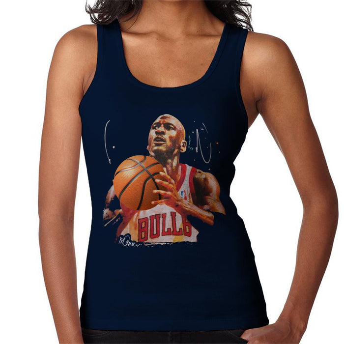 Sidney Maurer Original Portrait Of Michael Jordan Bulls White Jersey Womens Vest - Small / Navy Blue - Womens Vest