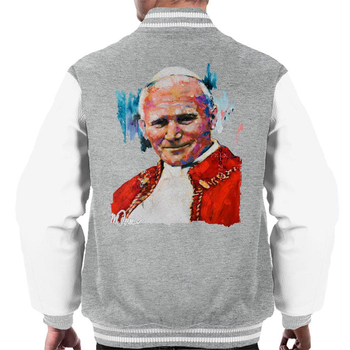 Sidney Maurer Original Portrait Of Pope John Paul II Mens Varsity Jacket - Mens Varsity Jacket