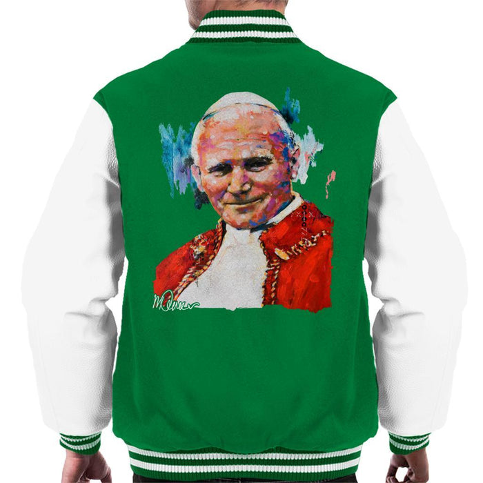 Sidney Maurer Original Portrait Of Pope John Paul II Mens Varsity Jacket - Mens Varsity Jacket