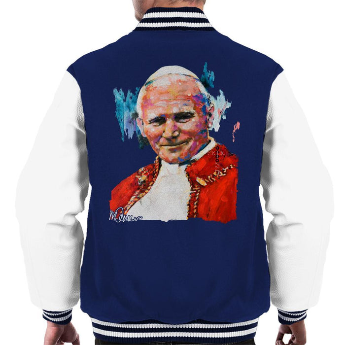 Sidney Maurer Original Portrait Of Pope John Paul II Mens Varsity Jacket - Mens Varsity Jacket