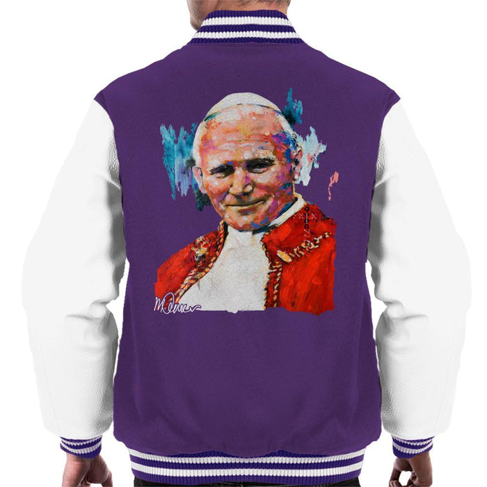Sidney Maurer Original Portrait Of Pope John Paul II Mens Varsity Jacket - Mens Varsity Jacket
