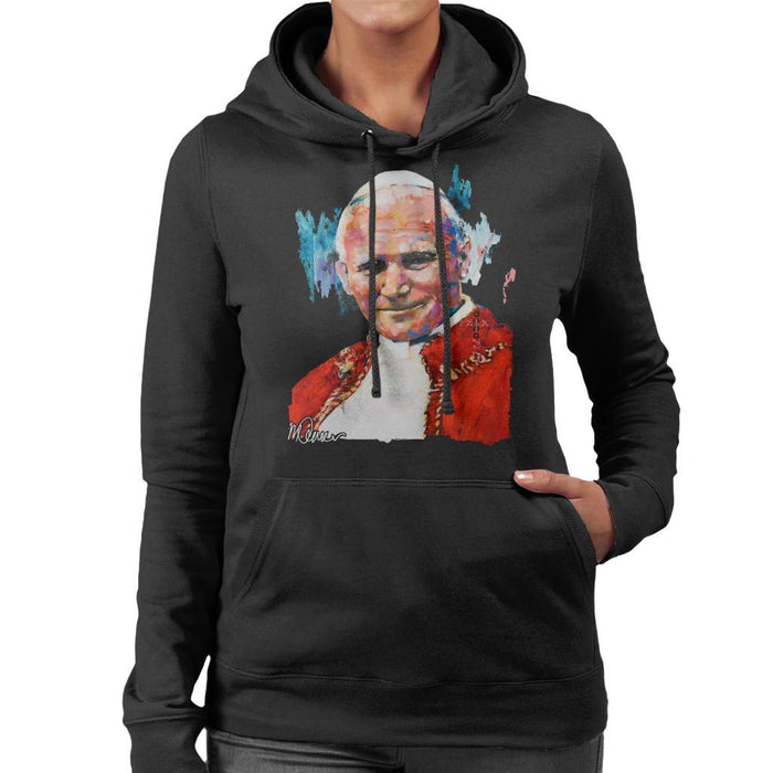 Sidney Maurer Original Portrait Of Pope John Paul II Womens Hooded Sweatshirt - Womens Hooded Sweatshirt