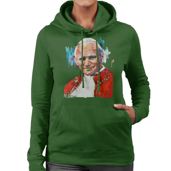 Sidney Maurer Original Portrait Of Pope John Paul II Womens Hooded Sweatshirt - Womens Hooded Sweatshirt