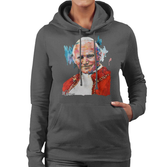 Sidney Maurer Original Portrait Of Pope John Paul II Womens Hooded Sweatshirt - Womens Hooded Sweatshirt