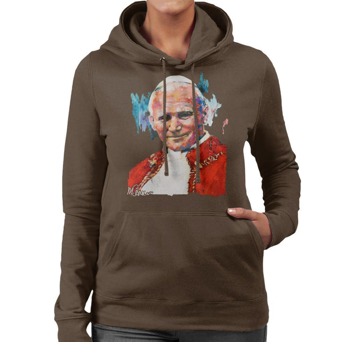 Sidney Maurer Original Portrait Of Pope John Paul II Womens Hooded Sweatshirt - Womens Hooded Sweatshirt