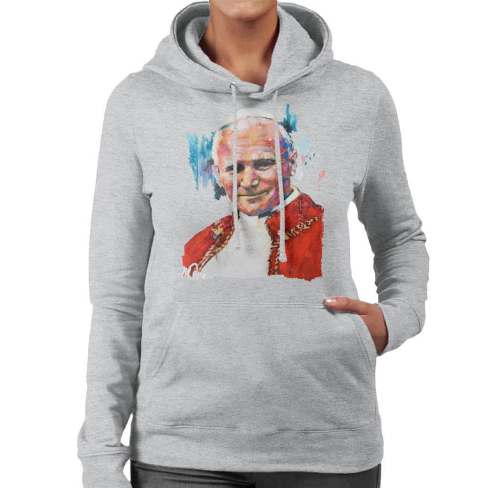 Sidney Maurer Original Portrait Of Pope John Paul II Womens Hooded Sweatshirt - Womens Hooded Sweatshirt