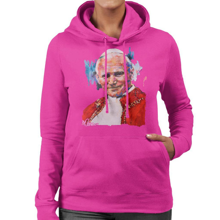 Sidney Maurer Original Portrait Of Pope John Paul II Womens Hooded Sweatshirt - Womens Hooded Sweatshirt