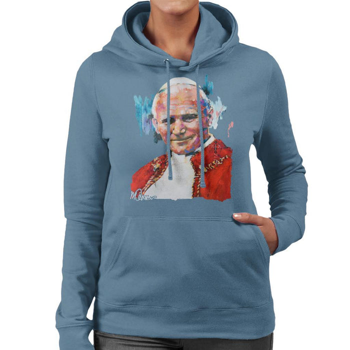 Sidney Maurer Original Portrait Of Pope John Paul II Womens Hooded Sweatshirt - Womens Hooded Sweatshirt