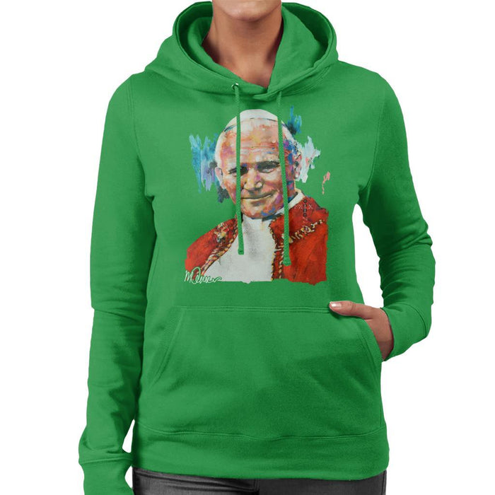 Sidney Maurer Original Portrait Of Pope John Paul II Womens Hooded Sweatshirt - Womens Hooded Sweatshirt
