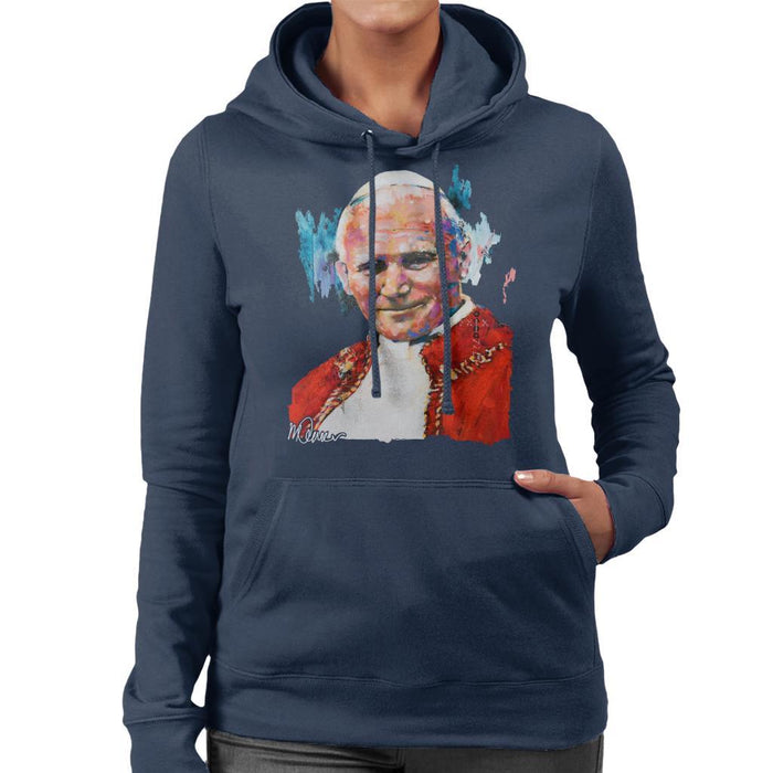 Sidney Maurer Original Portrait Of Pope John Paul II Womens Hooded Sweatshirt - Womens Hooded Sweatshirt