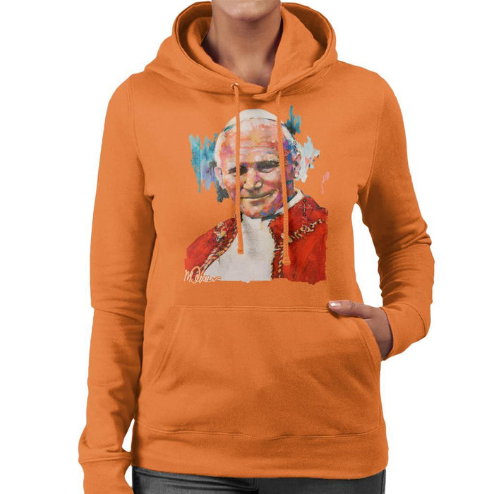 Sidney Maurer Original Portrait Of Pope John Paul II Womens Hooded Sweatshirt - Womens Hooded Sweatshirt