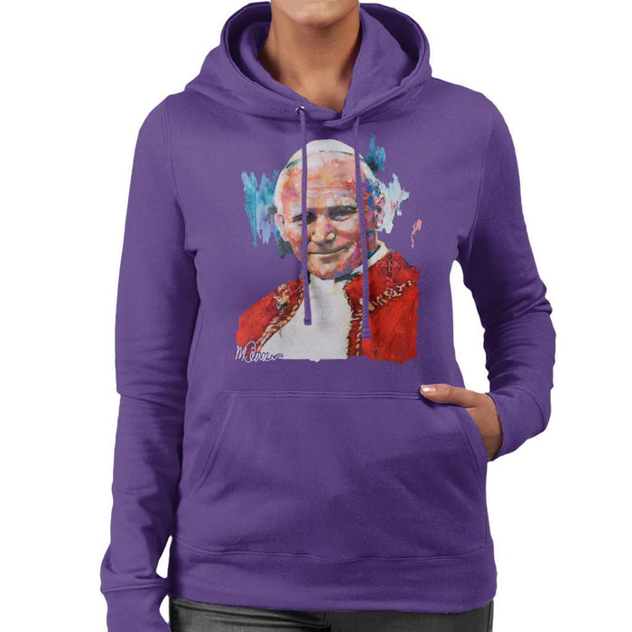 Sidney Maurer Original Portrait Of Pope John Paul II Womens Hooded Sweatshirt - Womens Hooded Sweatshirt