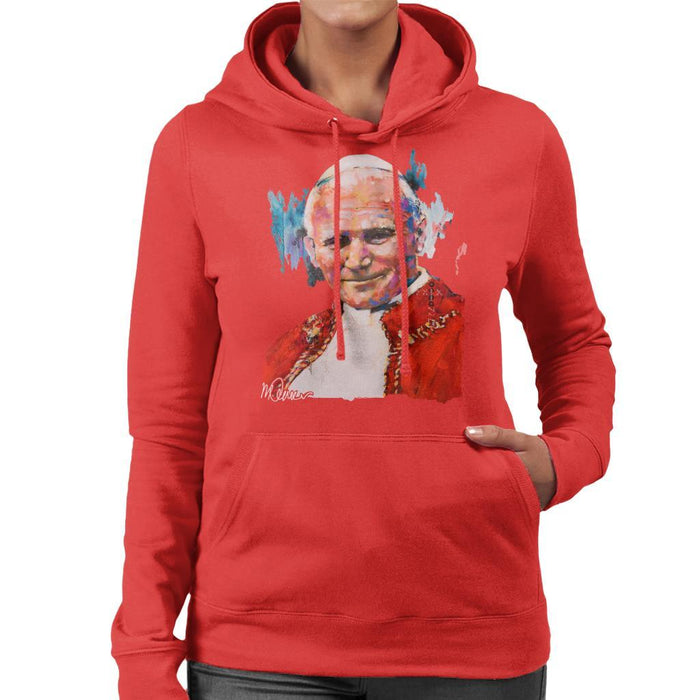 Sidney Maurer Original Portrait Of Pope John Paul II Womens Hooded Sweatshirt - Womens Hooded Sweatshirt