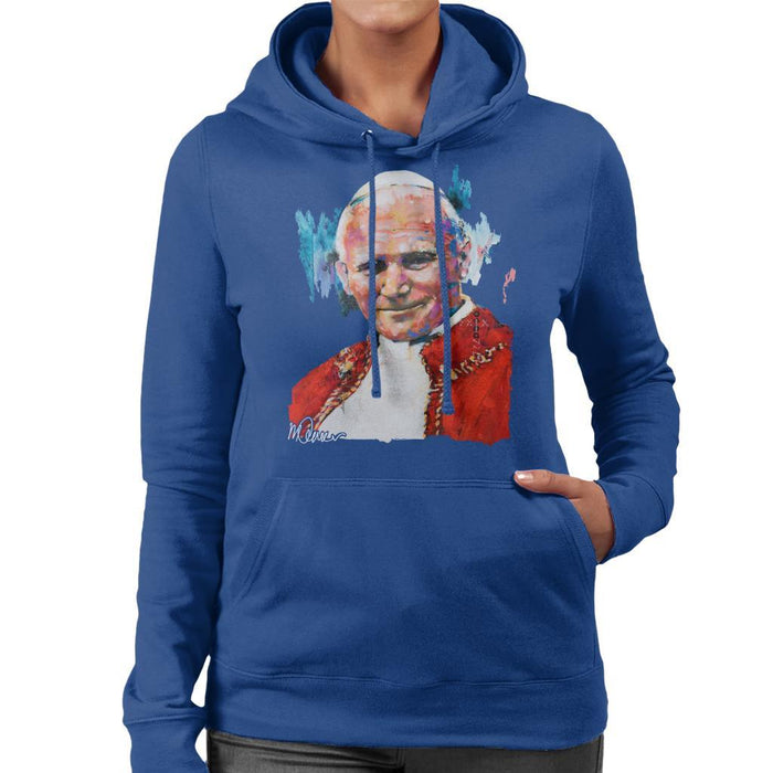 Sidney Maurer Original Portrait Of Pope John Paul II Womens Hooded Sweatshirt - Womens Hooded Sweatshirt