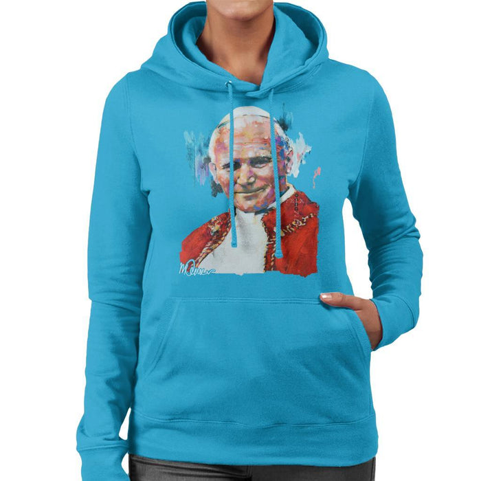 Sidney Maurer Original Portrait Of Pope John Paul II Womens Hooded Sweatshirt - Womens Hooded Sweatshirt