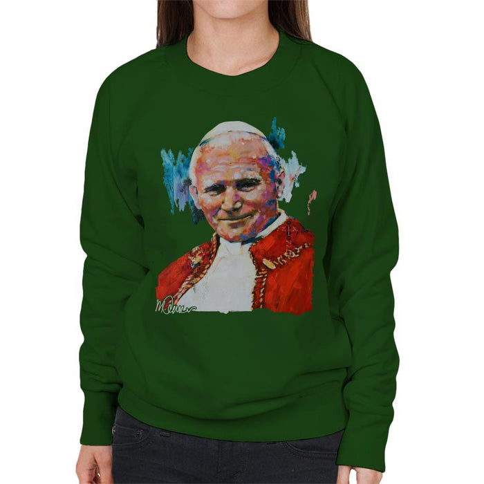 Sidney Maurer Original Portrait Of Pope John Paul II Womens Sweatshirt - Womens Sweatshirt