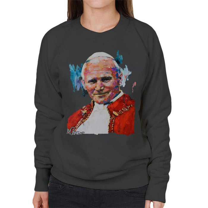 Sidney Maurer Original Portrait Of Pope John Paul II Womens Sweatshirt - Womens Sweatshirt