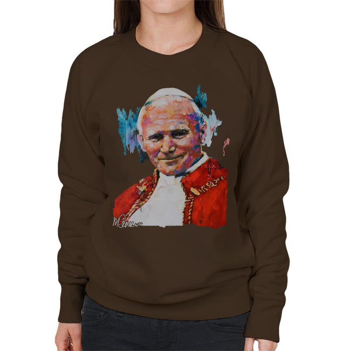 Sidney Maurer Original Portrait Of Pope John Paul II Womens Sweatshirt - Womens Sweatshirt