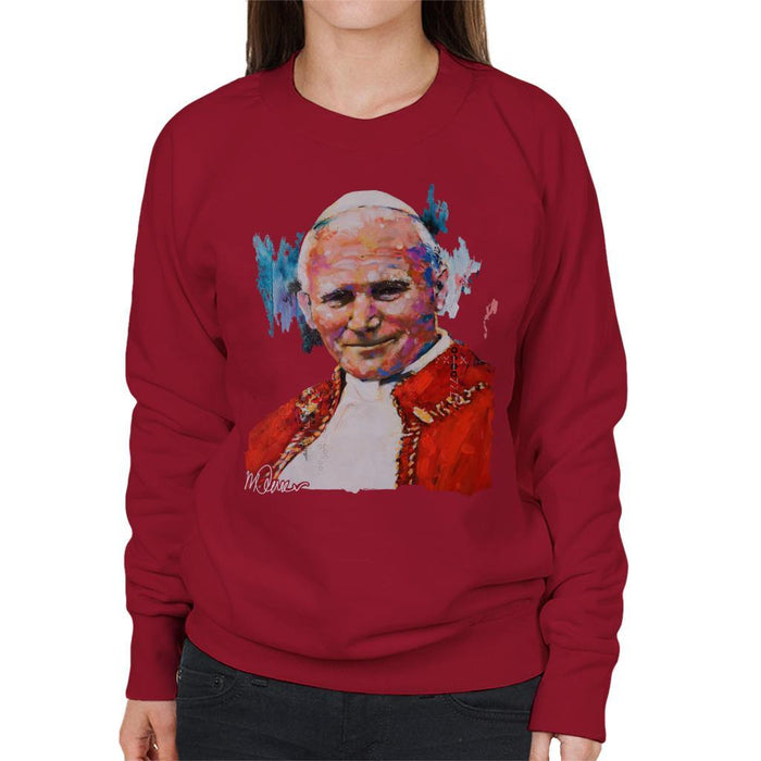 Sidney Maurer Original Portrait Of Pope John Paul II Womens Sweatshirt - Womens Sweatshirt