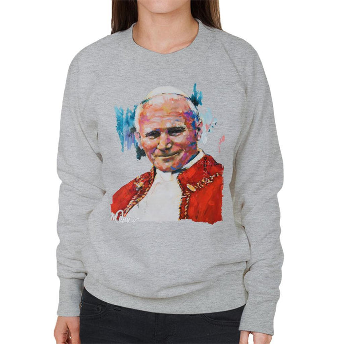 Sidney Maurer Original Portrait Of Pope John Paul II Womens Sweatshirt - Womens Sweatshirt