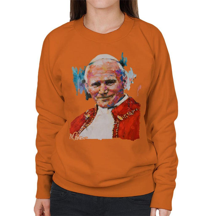 Sidney Maurer Original Portrait Of Pope John Paul II Womens Sweatshirt - Womens Sweatshirt