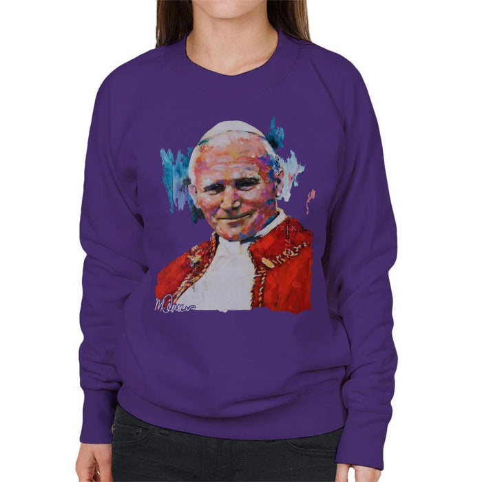 Sidney Maurer Original Portrait Of Pope John Paul II Womens Sweatshirt - Womens Sweatshirt