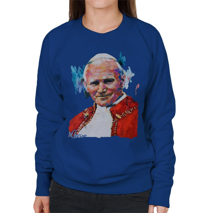 Sidney Maurer Original Portrait Of Pope John Paul II Womens Sweatshirt - Womens Sweatshirt