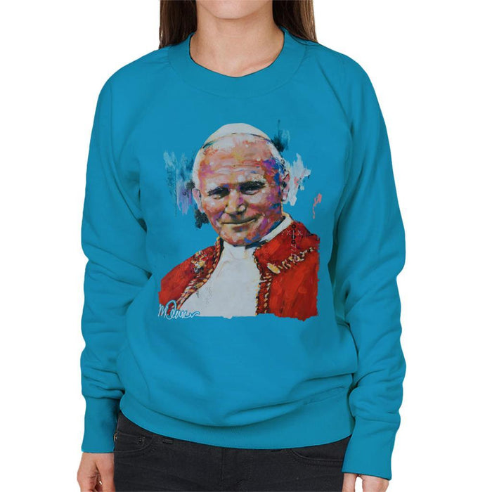 Sidney Maurer Original Portrait Of Pope John Paul II Womens Sweatshirt - Womens Sweatshirt