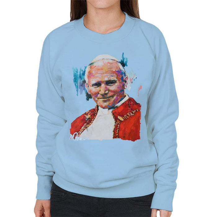 Sidney Maurer Original Portrait Of Pope John Paul II Womens Sweatshirt - Womens Sweatshirt