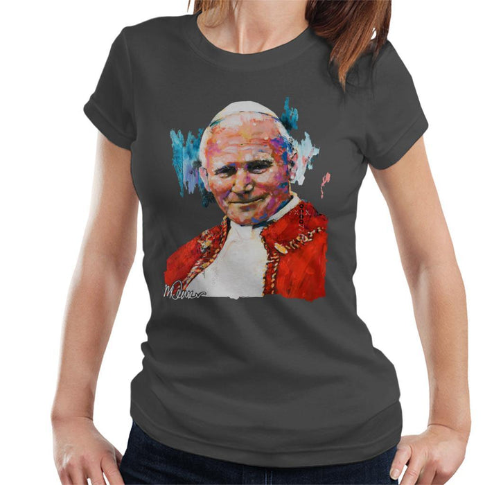 Sidney Maurer Original Portrait Of Pope John Paul II Womens T-Shirt - Womens T-Shirt