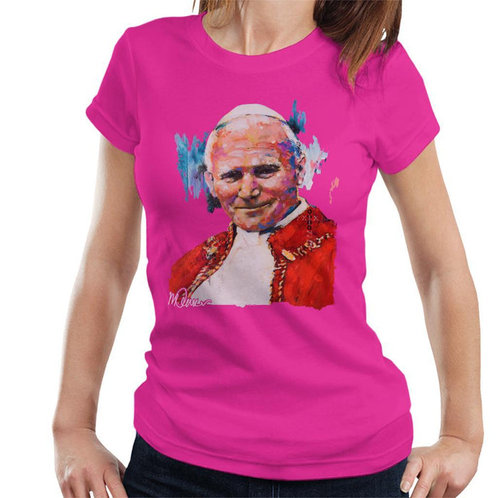 Sidney Maurer Original Portrait Of Pope John Paul II Womens T-Shirt - Womens T-Shirt